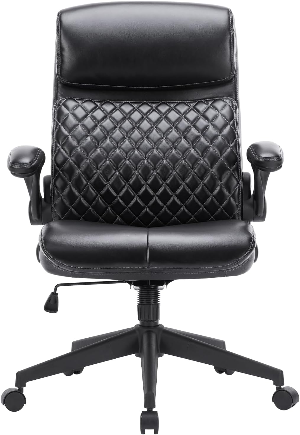 Black Leather High Back Executive Office Chair with Padded Flip-up Arms Y798