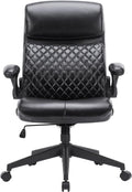 Black Leather High Back Executive Office Chair with Padded Flip-up Arms Y798