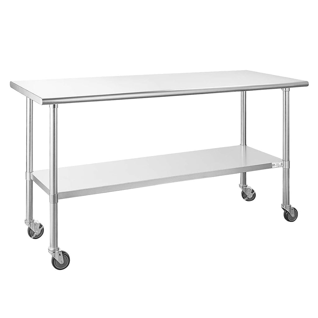 Stainless Steel Table 24 x 72 Inches with Caster Wheels and Undershelf G765