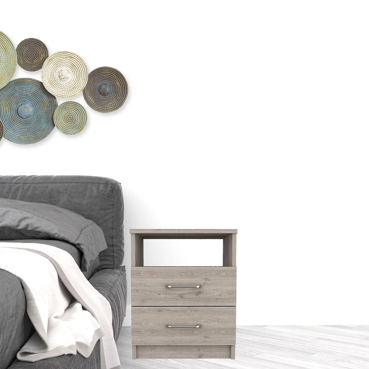 Light Grey Particle Bedroom Nightstand K314979