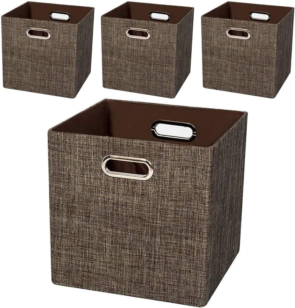 Beige Foldable Storage Cube Bins, Set of 4 G43754