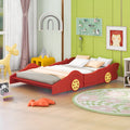 Full Size Race Car Shaped Wood Platform Bed Frame with Wheels L338
