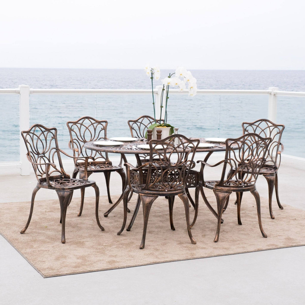 Oval Cast Aluminum Outdoor Dining Table H353767