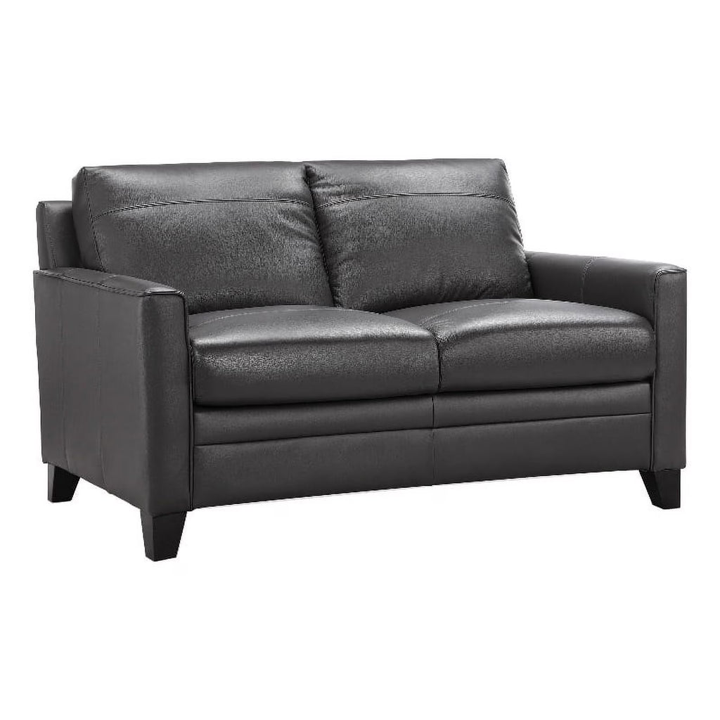 Charcoal Genuine Leather Loveseat X5006