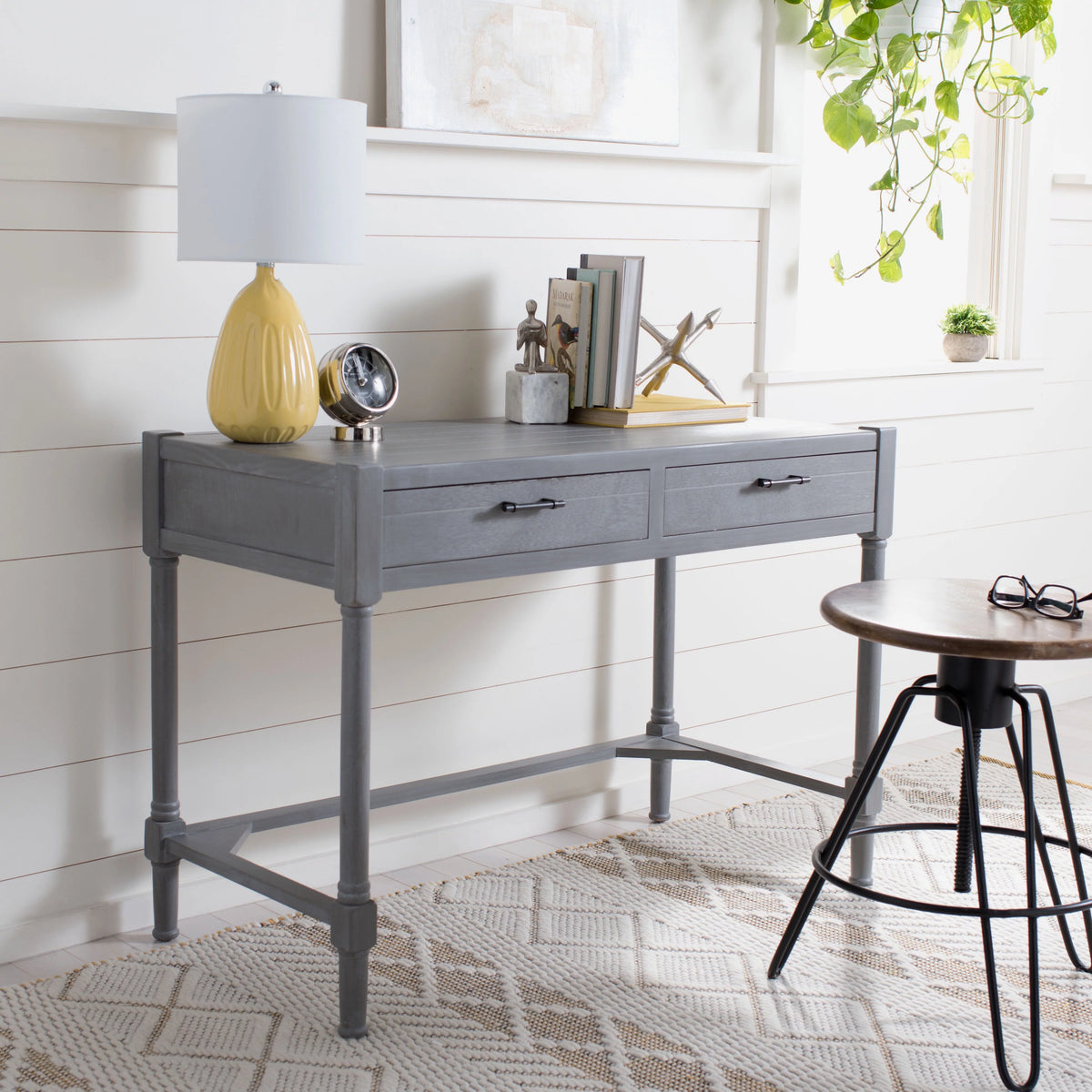 White Washed Grey 2-Drawer Writing Desk B2711