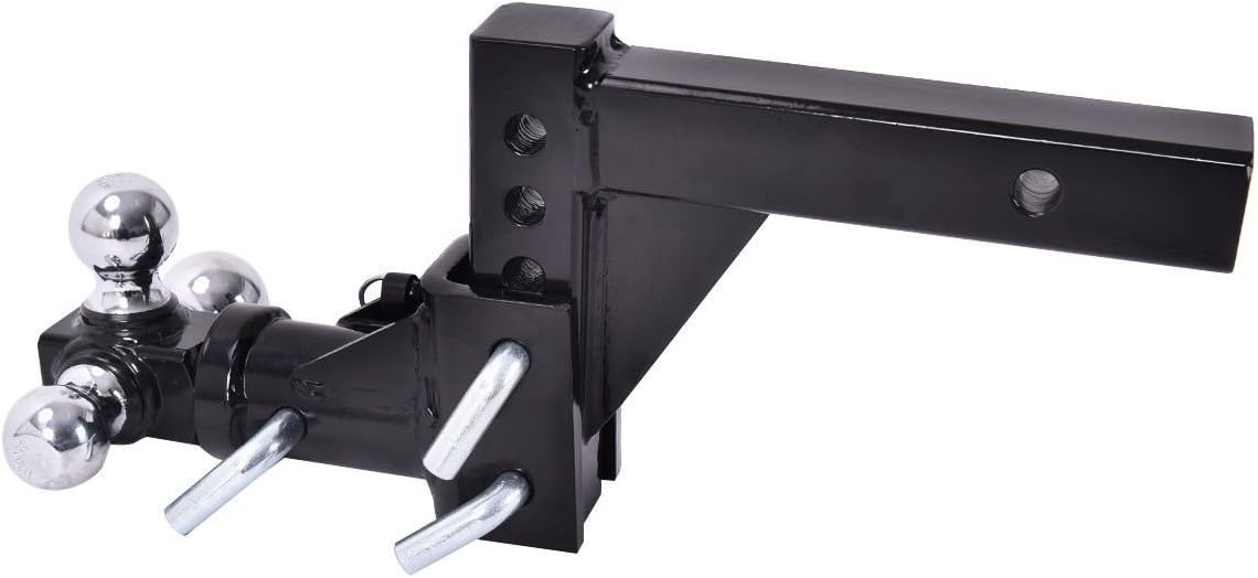 Triple Ball Swivel Adjustable Drop Turn Trailer Tow Hitch Mount for 2" Receiver M8744