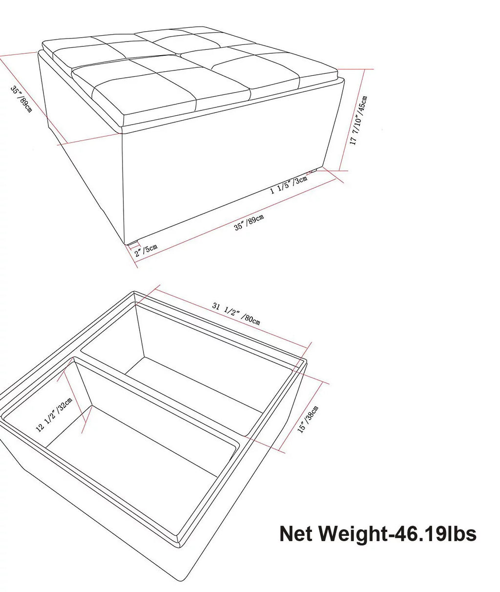 Coffee Table Storage Ottoman with 4 Serving Trays O70577