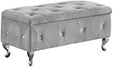 Grey Velvet Ottoman Bench with Flip Top Q544