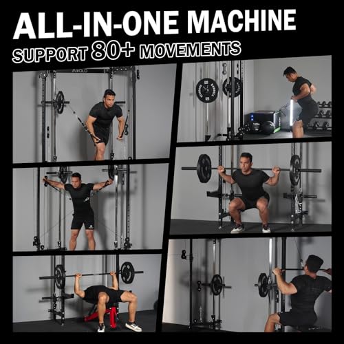 Folding Wall Mounted Squat Rack with Cable Crossover S73235