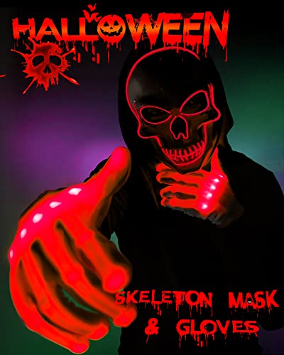 Halloween LED Mask Glow in the Dark Red S816141