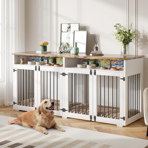 White Wooden Dog Crate with 2 Doors A50830