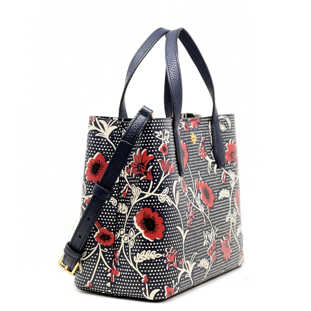 Navy Red Pebbled Leather Small Tote G59525