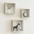 Set of 3 MDF Wall Mounted Floating Shelves White Sonoma Oak T864830
