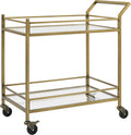 Gold and Glass Rolling Bar Cart N43281