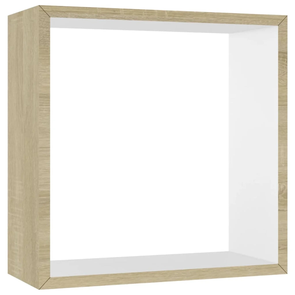 Set of 3 MDF Wall Mounted Floating Shelves White Sonoma Oak T864830