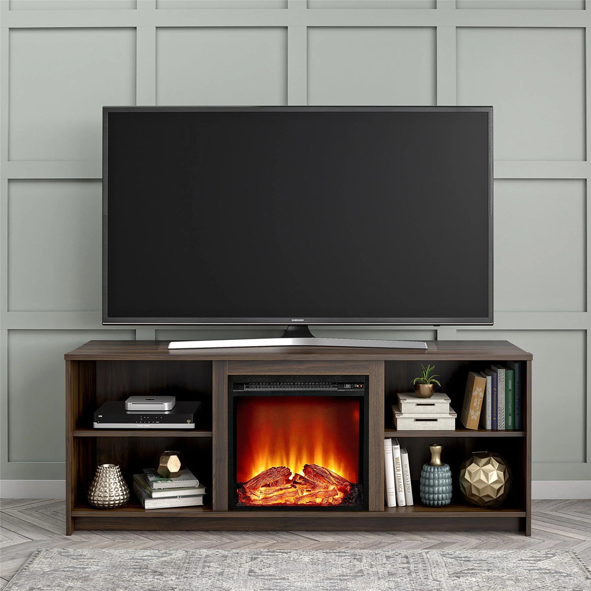 Black Oak Fireplace TV Stand R630111
