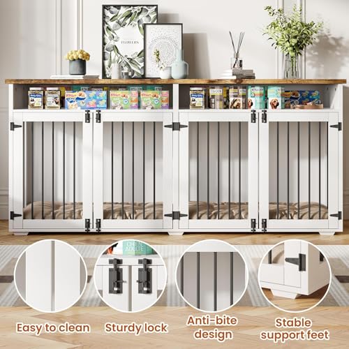 White Wooden Dog Crate with 2 Doors A50830