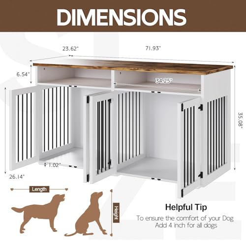 White Wooden Dog Crate with 2 Doors A50830