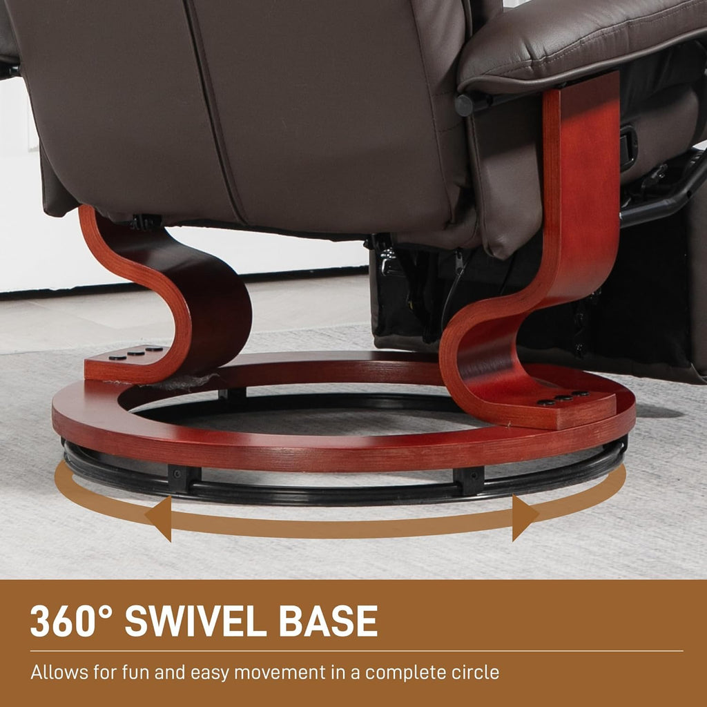 Brown PU Leather Manual Swivel Recliner Chair with Footrest X709