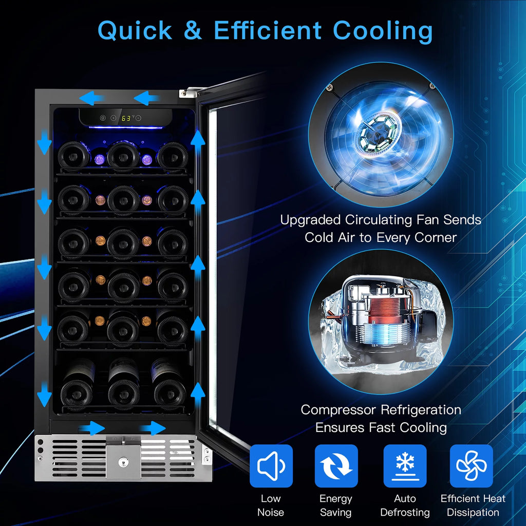 15'' 30-Bottle Wine Beverage Cooler Refrigerator O887400