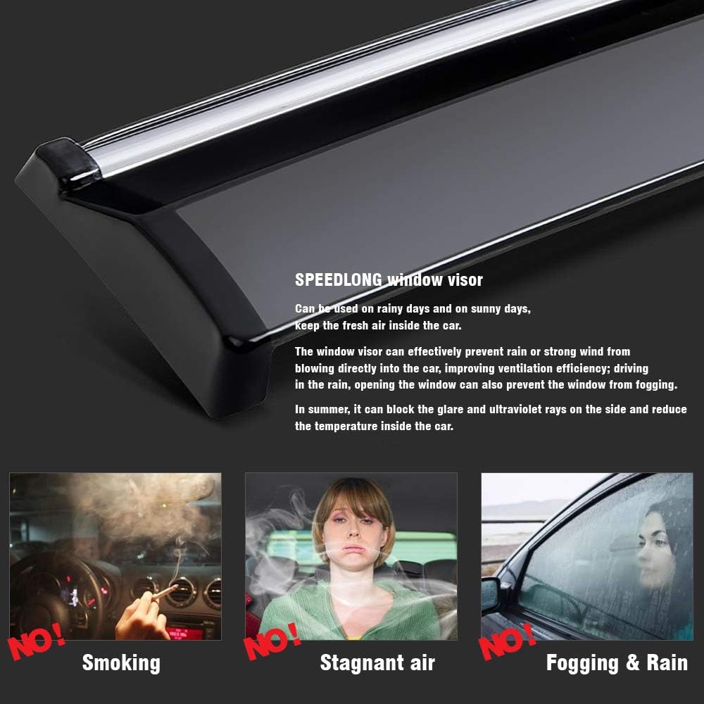 Car Window Visor Vent Shade Deflector Sun/Rain Guards E6119