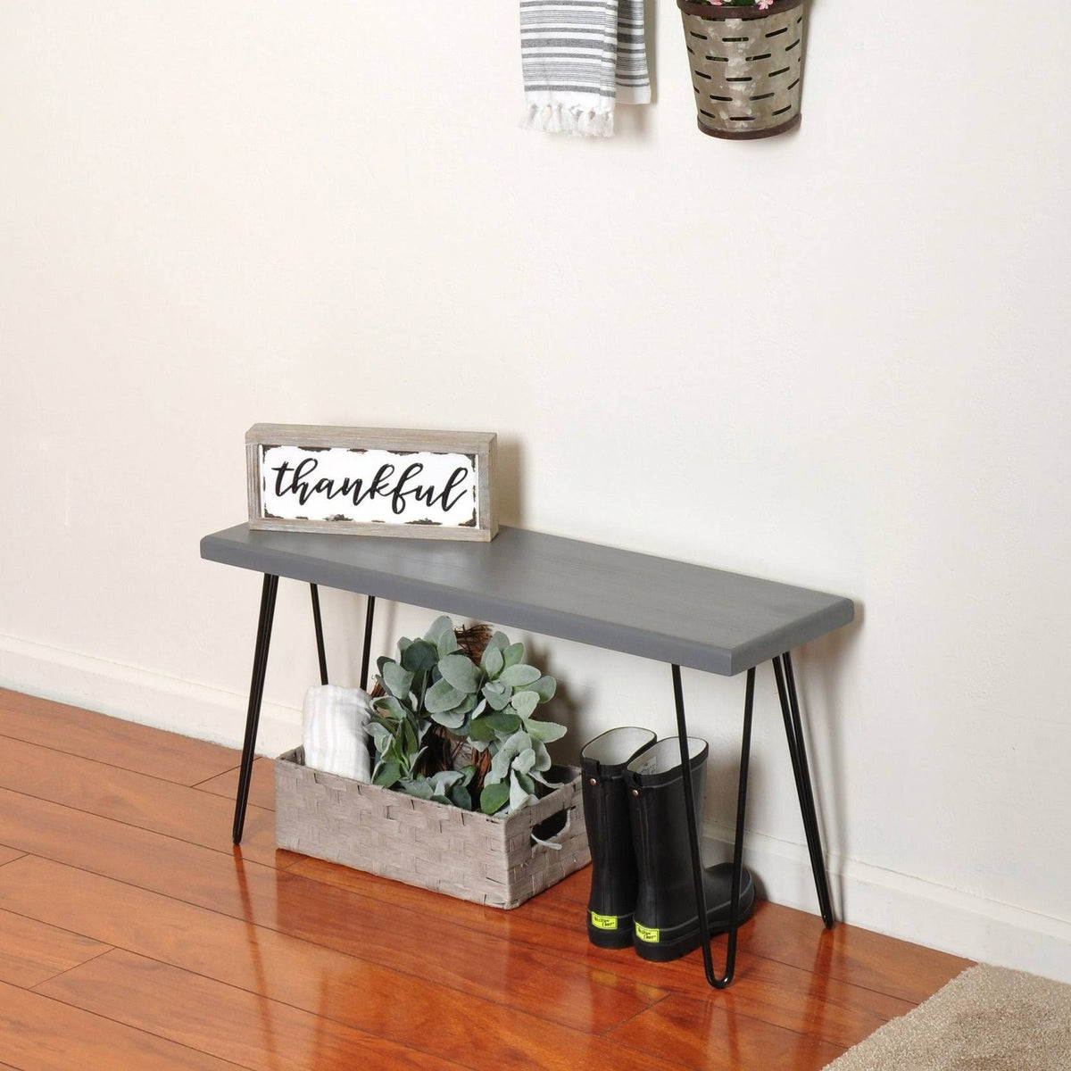 Weathered Gray Wood Bench A7664