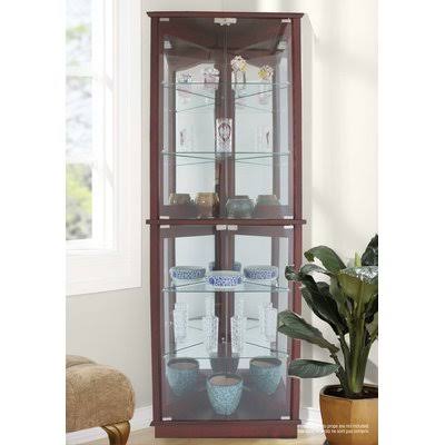 Lighted Corner Curio Cabinet, Walnut W40933