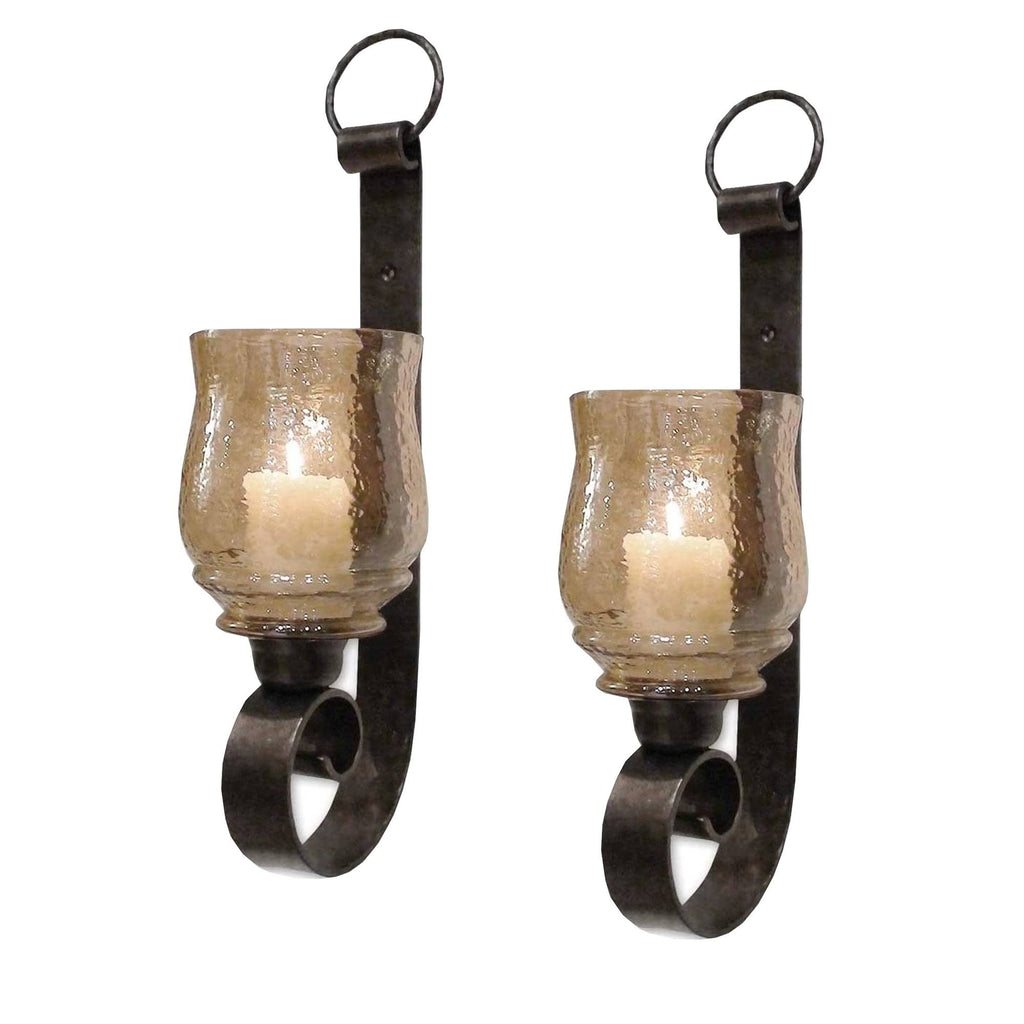 Set of 2 Bronze Metal Candle Holder Sconce Y8508