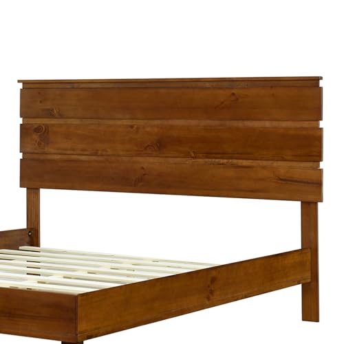 Full Size Rustic Wood Platform Bed with Tall Headboard C178509