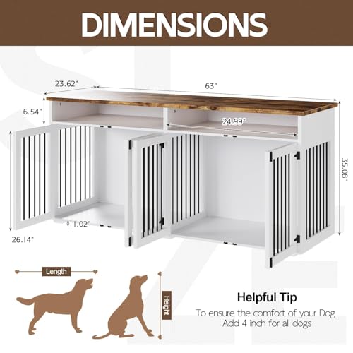 White Wooden Dog Crate with 2 Doors A50830