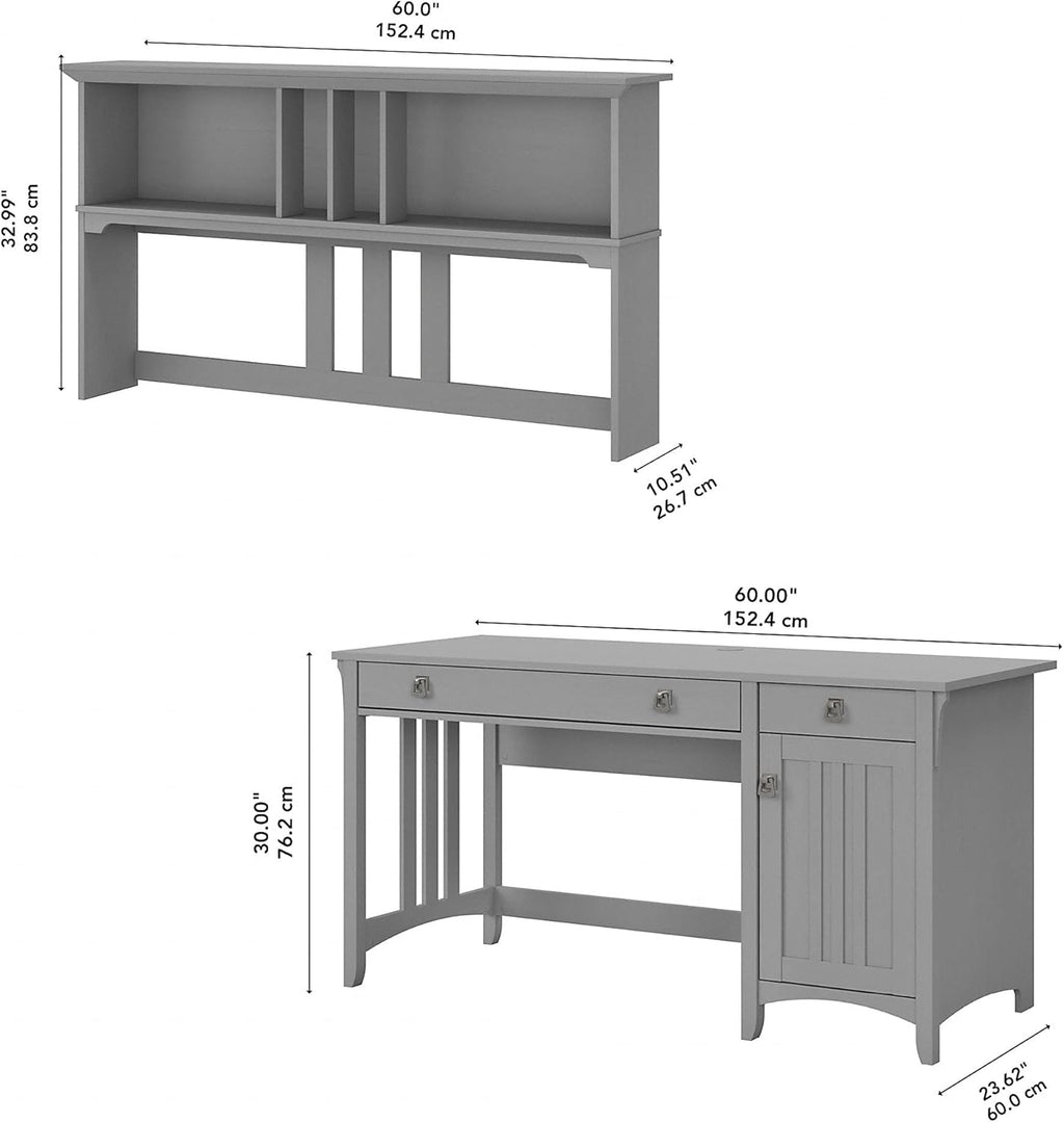 Cape Cod Gray Computer Desk with Hutch G538