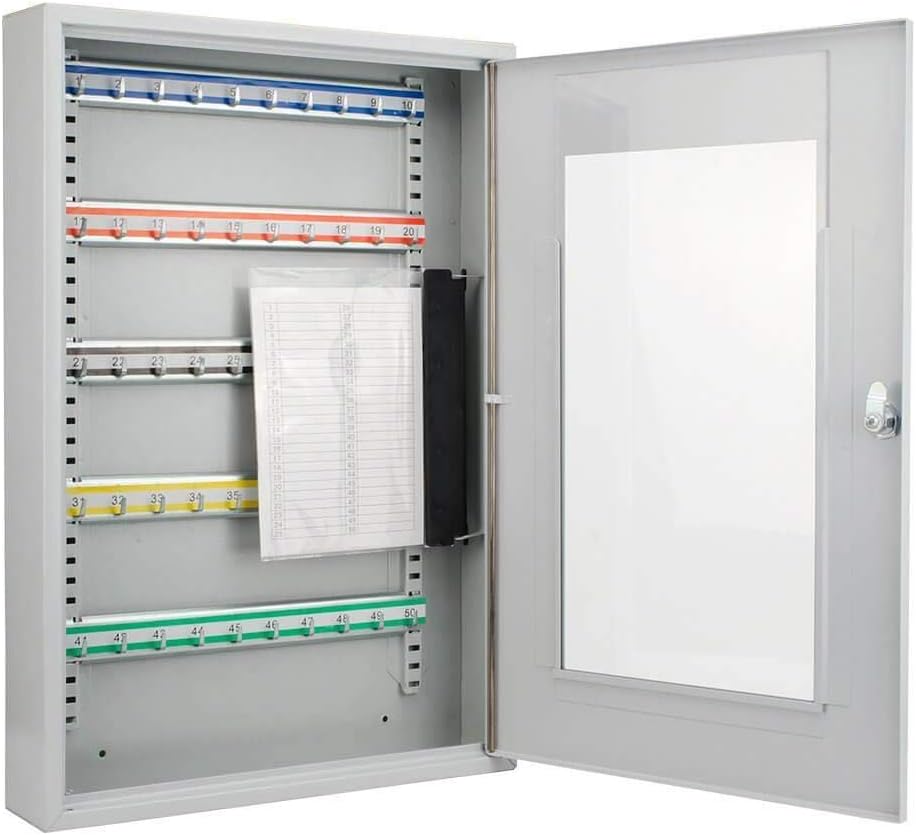Key Lock 50 Position Key Cabinet with Glass Door Grey Y736