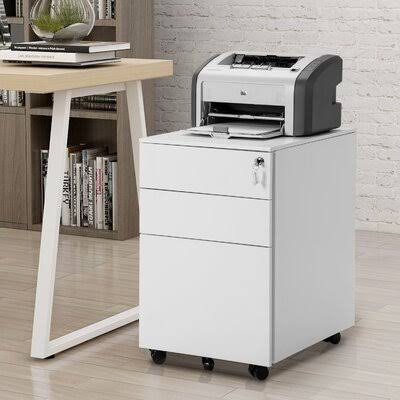 White 3-Drawer Mobile Vertical Filing Cabinet Y225962