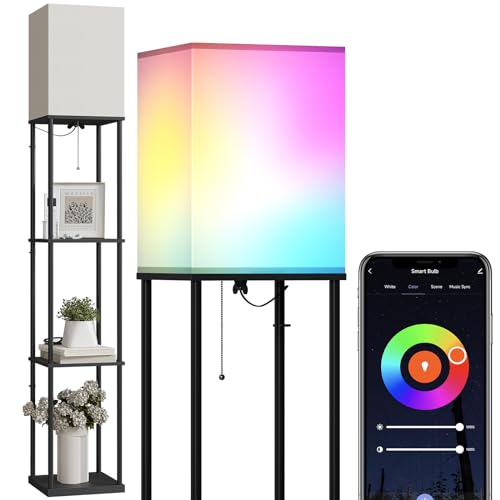 Shelf Floor Lamp with Shelves and White Shade G110881