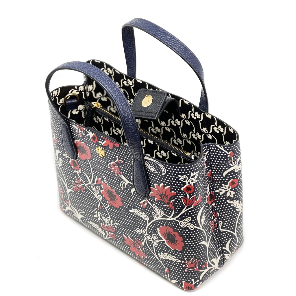 Navy Red Pebbled Leather Small Tote G59525