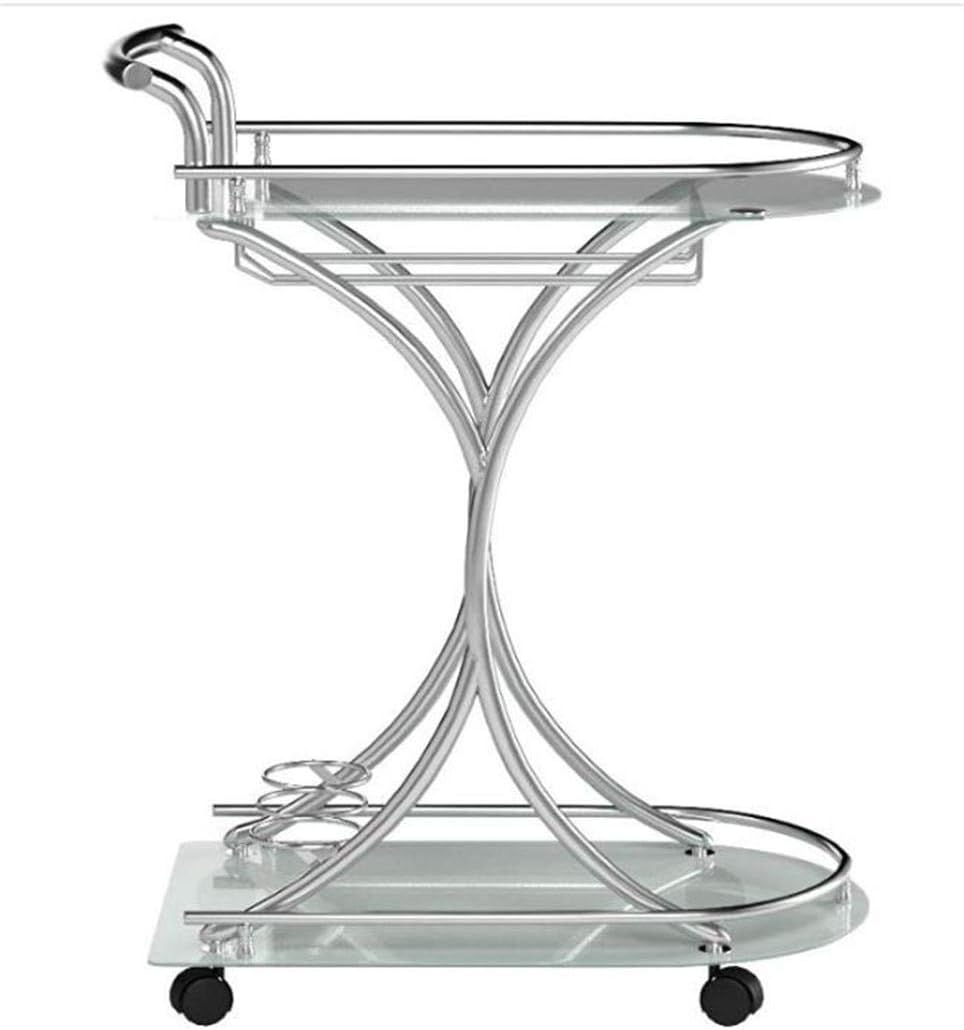 Chrome and White Serving Cart with 2 Frosted Glass Shelves S600