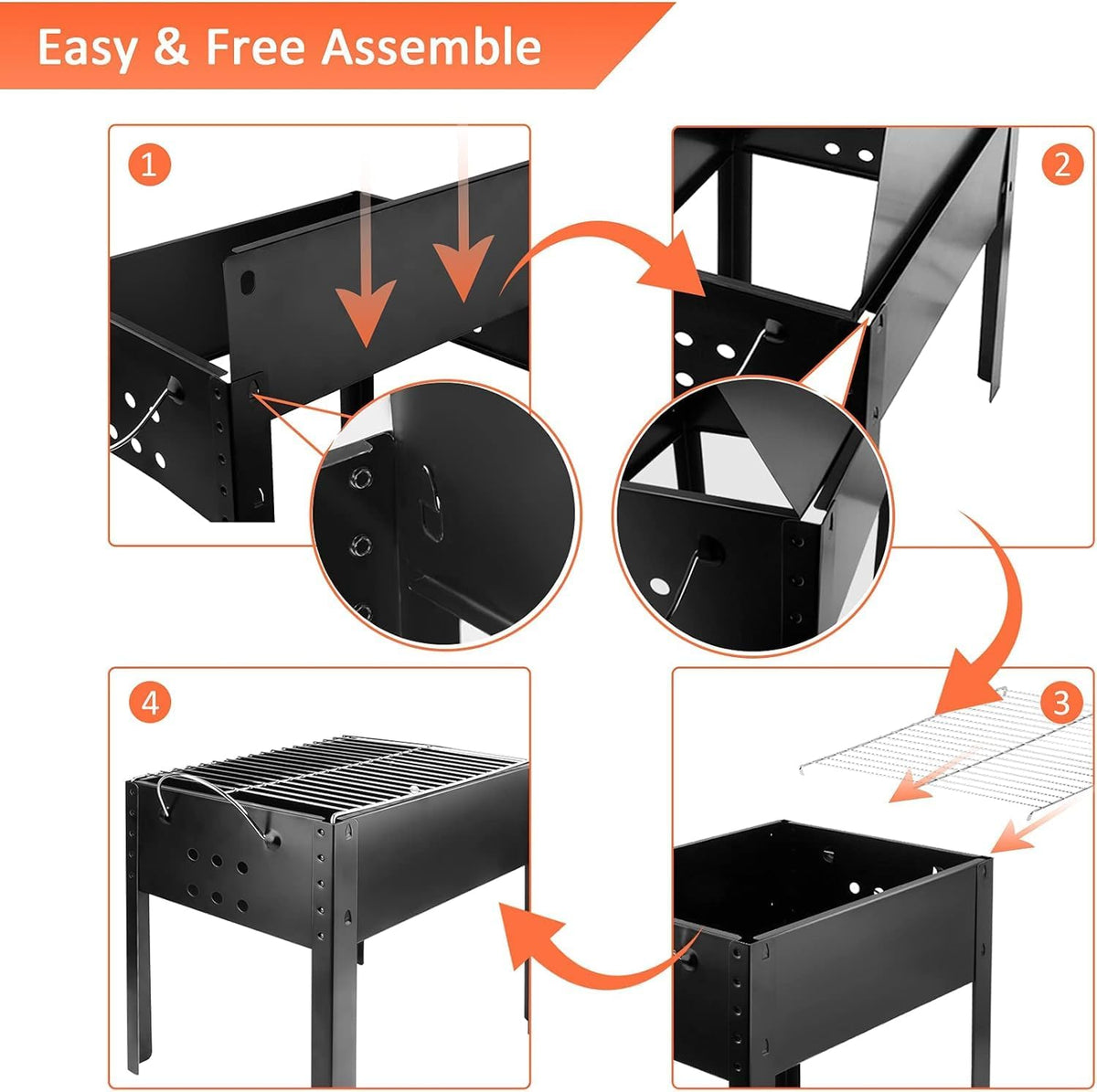 14" Portable Charcoal Barbecue Grill, Black O276640