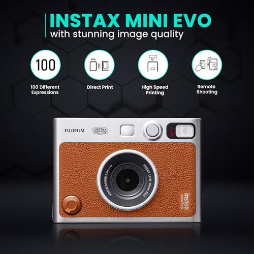 Black Instant Mini EVO Hybrid Camera Bundle with 60 Instant Film Sheets D286820