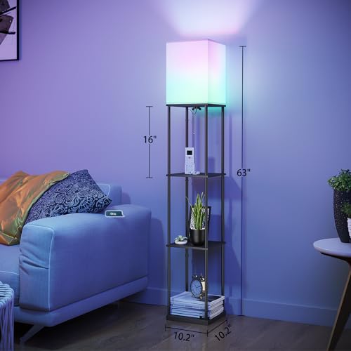 Shelf Floor Lamp with Shelves and White Shade G110881