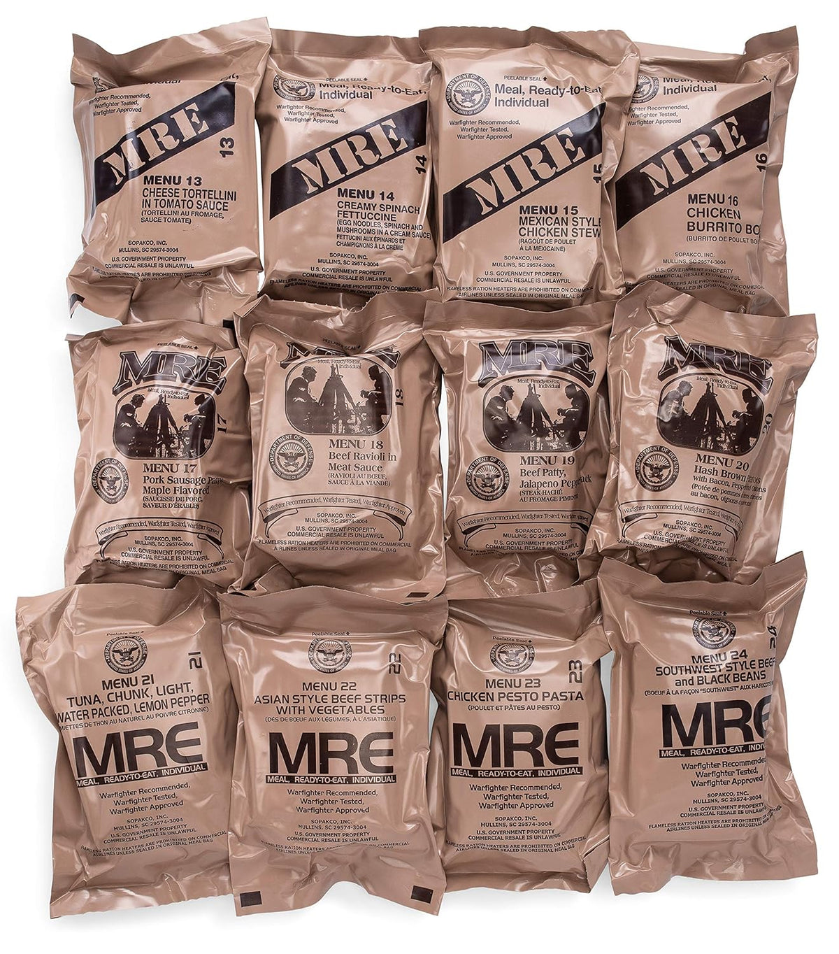 12 ct MRE Meals Ready to Eat Case Menus 13-24 Q44212