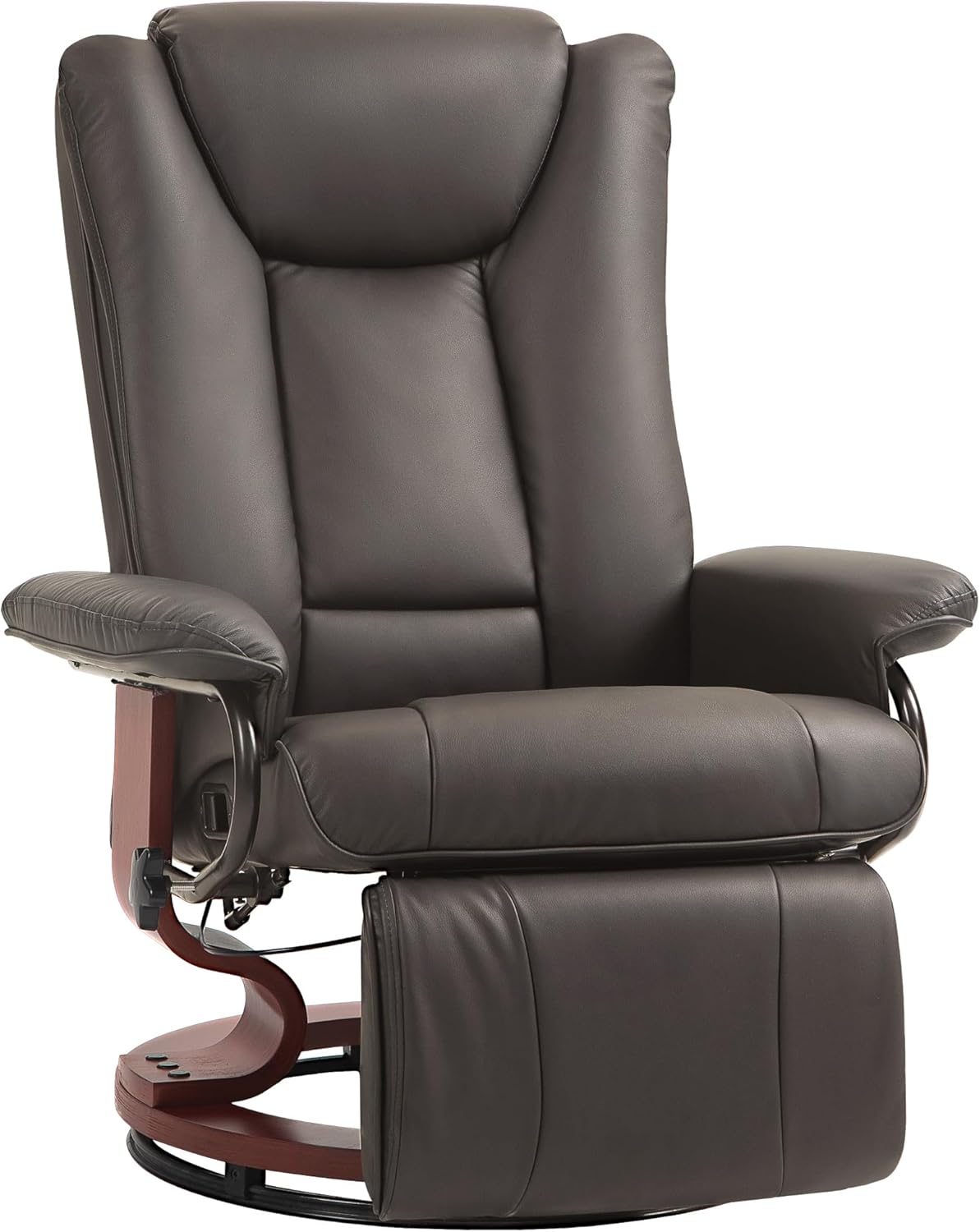 Brown PU Leather Manual Swivel Recliner Chair with Footrest X709