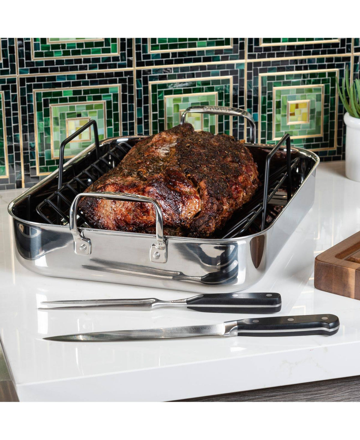 Stainless Steel Roasting Pan with Rack S468579