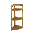 Medium Oak Wood 3-Shelf Foldable Corner Bookcase N7953