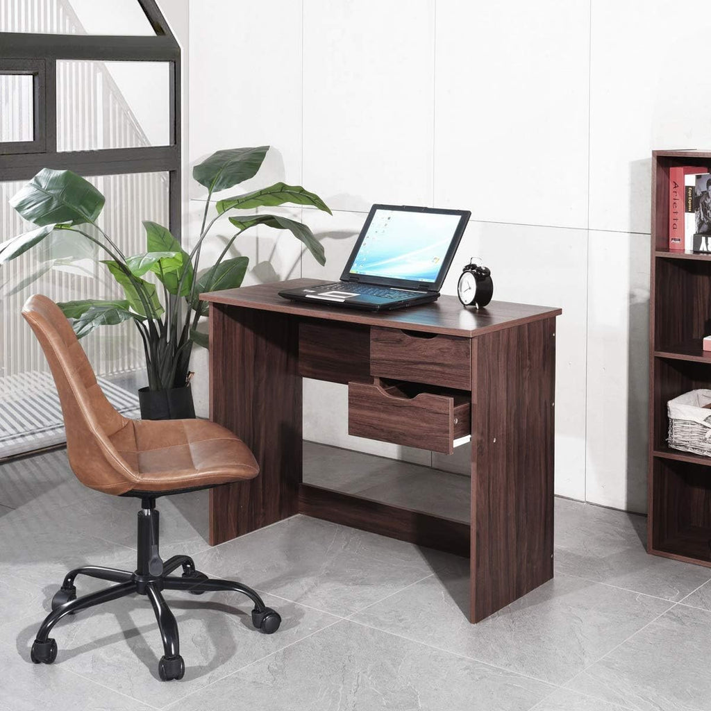 Computer Desk with Drawer 35.4 in Small Wood Desk R191
