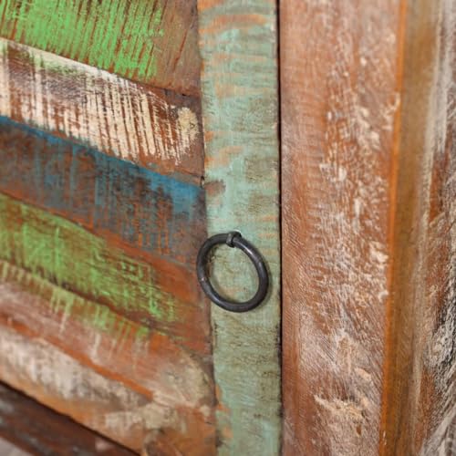 Brown Reclaimed Wood End Table with 1 Drawer 1 Door V843128