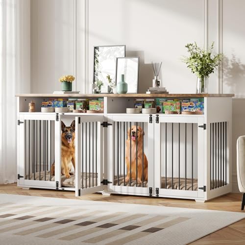 White Wooden Dog Crate with 2 Doors A50830