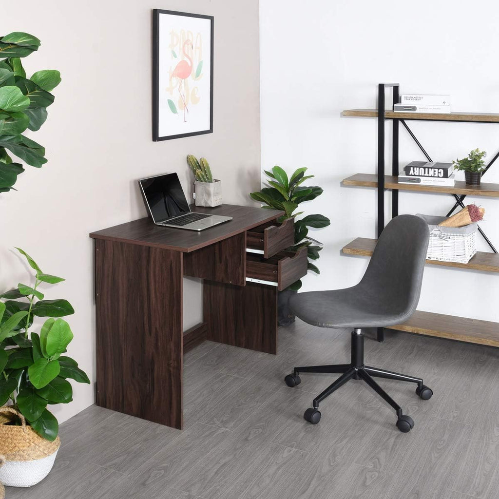 Computer Desk with Drawer 35.4 in Small Wood Desk R191