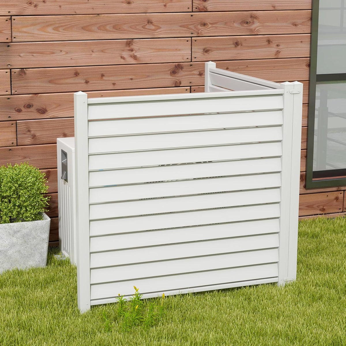 White Louvered Air Conditioner Fence 2 Panels A4268