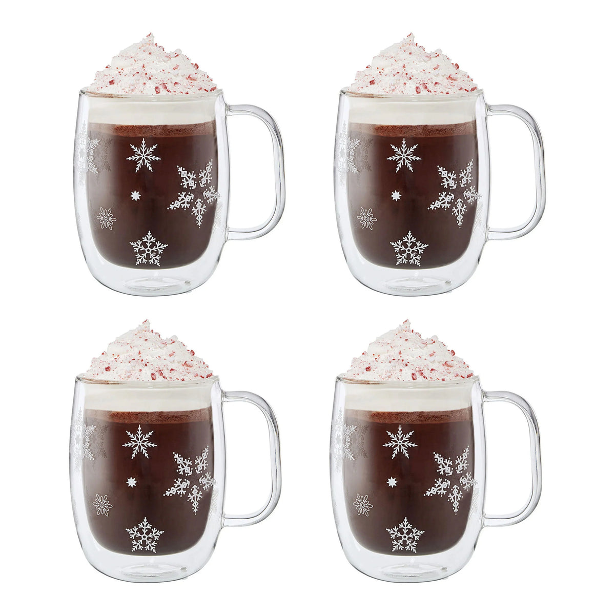 4pc Coffee Glass Mug Set E5075