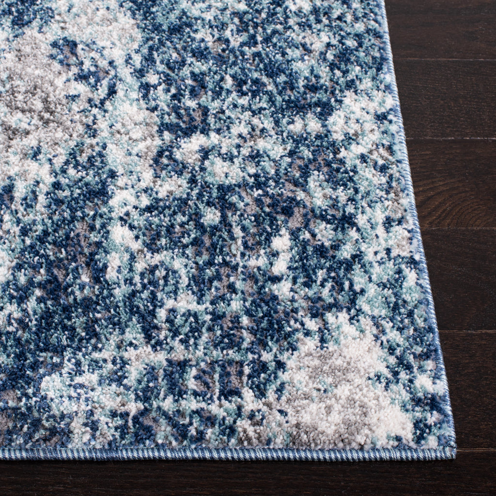 Navy Grey Abstract Area Rug 6' x 9' D57548